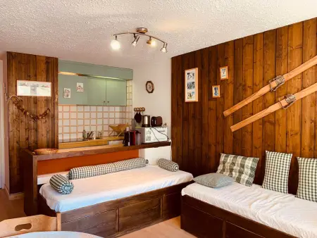 Location appartement à Pra Loup, Studio spacieux balcon sud 4 pers, proche pistes, parking