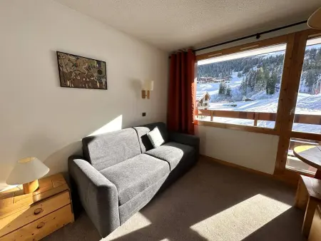 Location appartement à Valmorel, Studio skis aux pieds, animaux admis, balcon sud