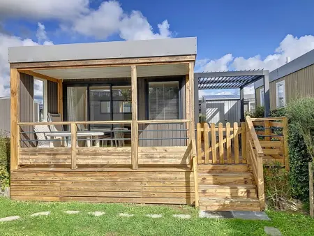 Location mobil home à Jullouville, Mobil-home Grand Confort, 4 pers, 2 ch, Piscine chauffée, Wifi, Animaux, Parking