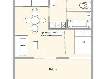 Studio 4 personnes Hauteluce, balcon sud et casier à skis : photo 2