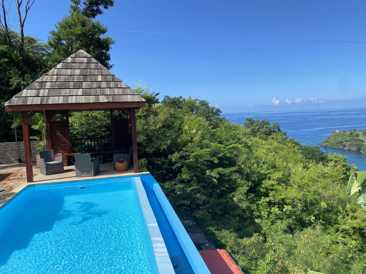 Bungalow 6 pers. à Vieux-Habitants, piscine & vue mer - Photo 7