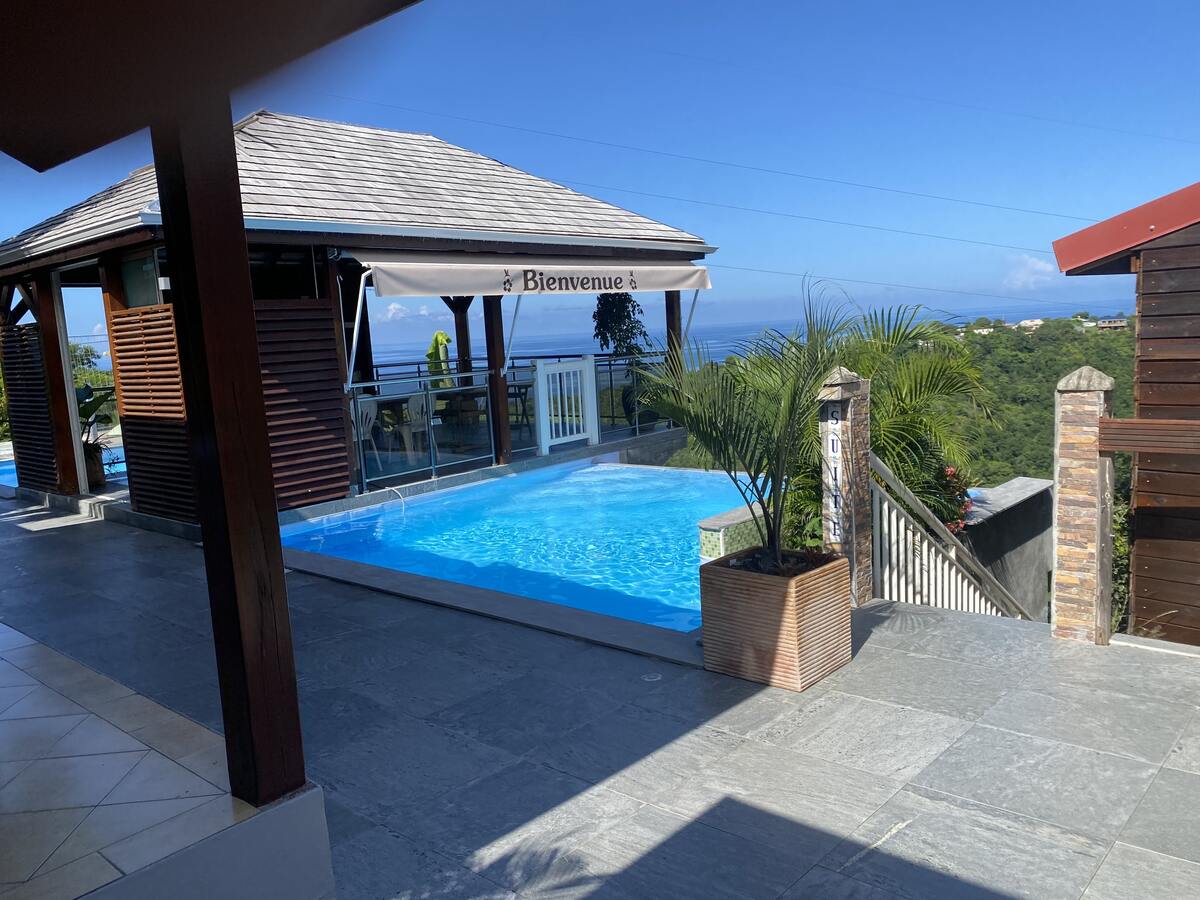 Bungalow 6 pers. à Vieux-Habitants, piscine & vue mer - Photo 9