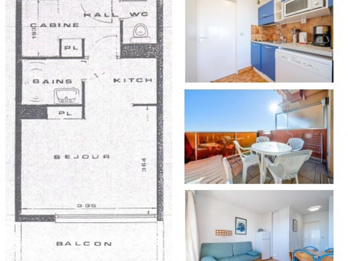 Studio 4 personnes à Roquebrune-Cap-Martin, kitchenette équipée - Photo 7
