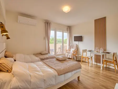 Location appartement à Barbotan les Thermes, Studio rénové climatisé avec balcon, animaux admis