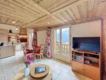 Location appartement à Combloux, Appartement 2 chambres, mezzanine, vue Mont Blanc, proche village, parking