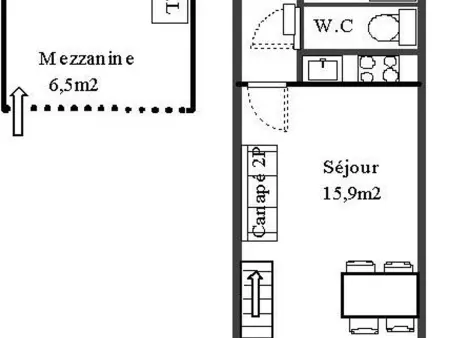 Appart 2 pièces mezzanine 300m des pistes, parking inclus : photo 7