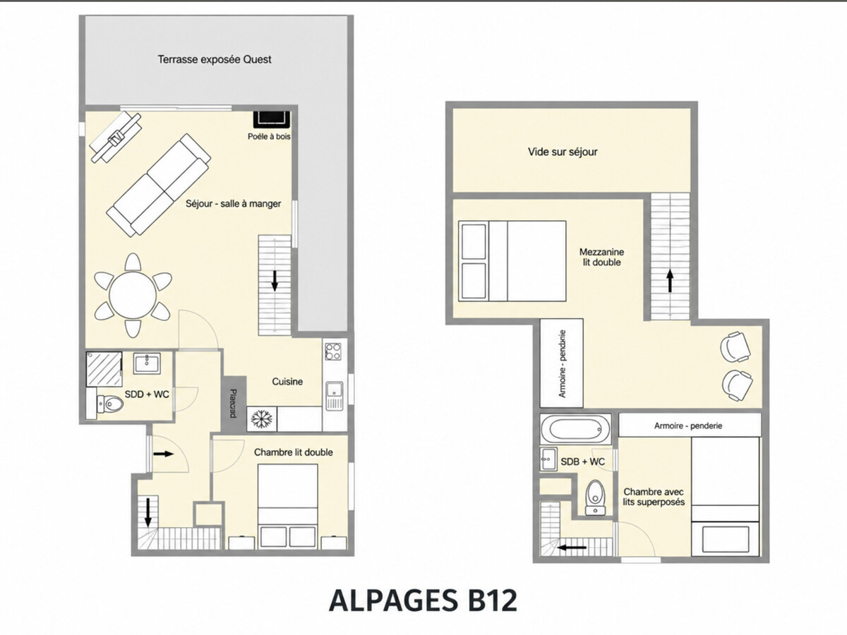 Duplex 3 pièces avec mezzanine à Méribel, 6 pers. - Photo 14