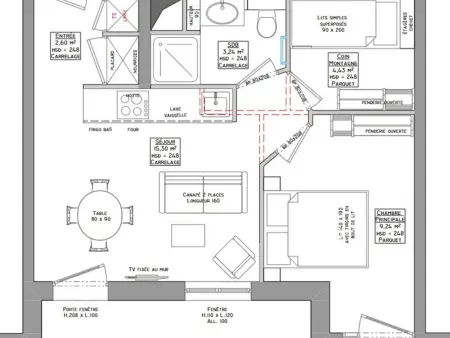 Appartement 2 ch + cabine vue vallée, terrasse 17 m² : photo 26