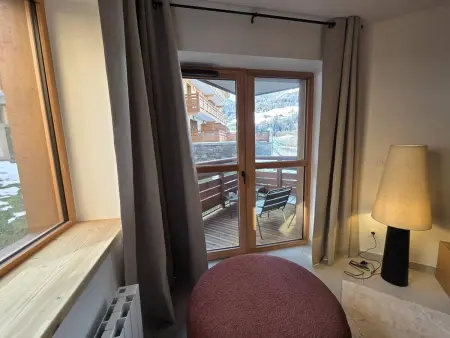 Appartement 3P neuf Valmorel, vue piste, balcon : photo 12