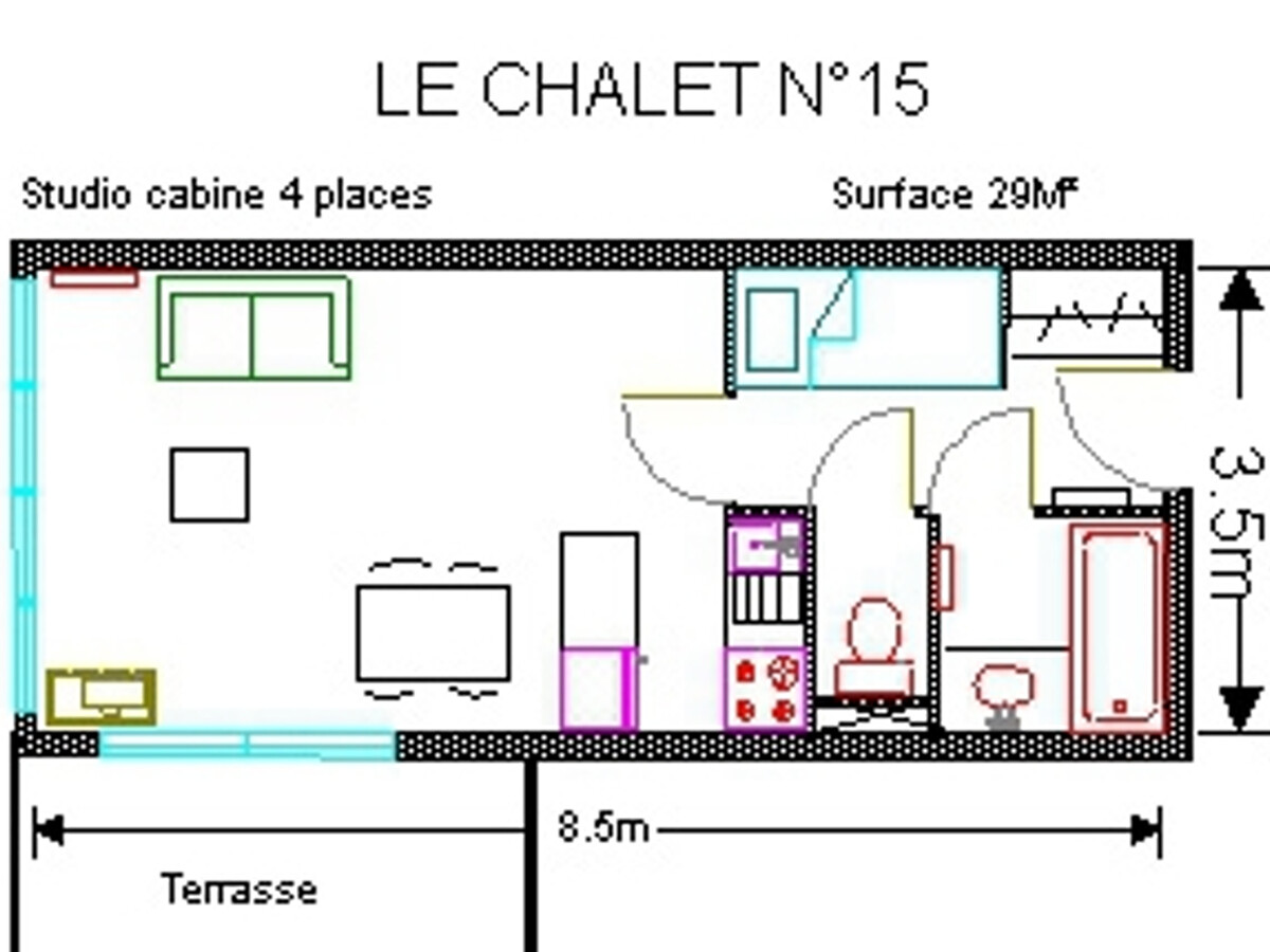 Studio 4 pers. Gourette, vue pistes, placard à ski - Photo 6