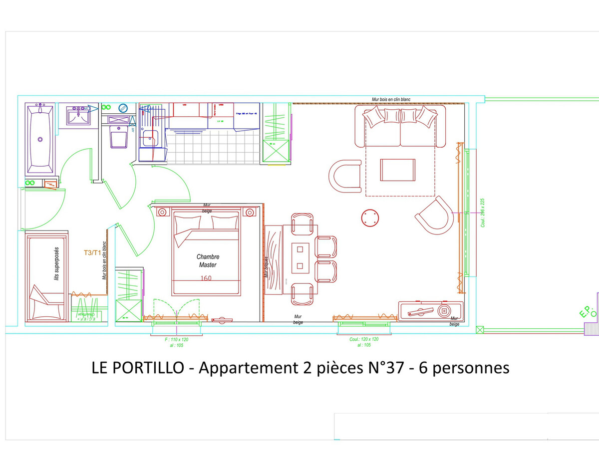 Appartement 6 pers, piscine, vue pistes à Gourette - Photo 12