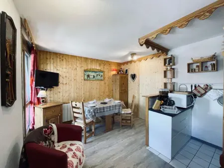 Studio style chalet avec balcon au pied des pistes, Les Belleville : photo 3