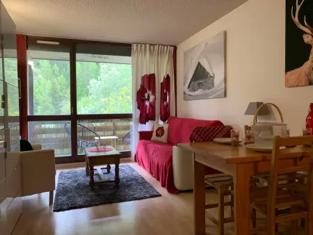 Studio 4 pers Pra-Loup 1600 : balcon, vue montagne : photo 8