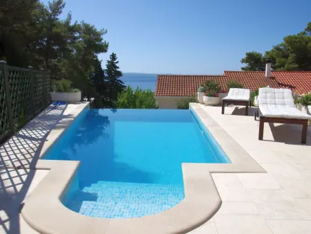Maison pierre Sumartin, piscine à débordement vue mer : photo 2