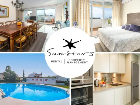 Location appartement à Estepona, Appartement 4 chambres avec piscine, clim, WiFi et parking à Estepona