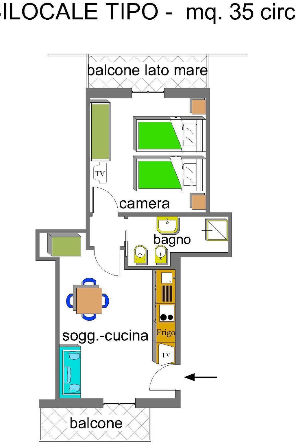 Appartement 4 pers. balcon vue mer à Cupra Marittima - Photo 9