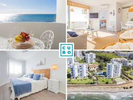 Location appartement à Mijas Costa, Appartement en bord de mer avec vues panoramiques et piscine à Mijas Costa