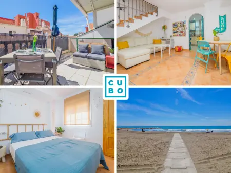 Location maison à Málaga, Maison typique à El Palo, Malaga, à 30m de la plage avec terrasse et climatisation