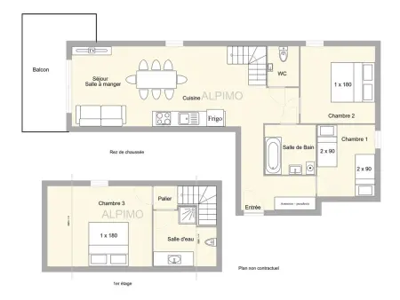 Duplex 4 pièces piscine intérieure, 8 pers à Villard-sur-Doron : photo 3