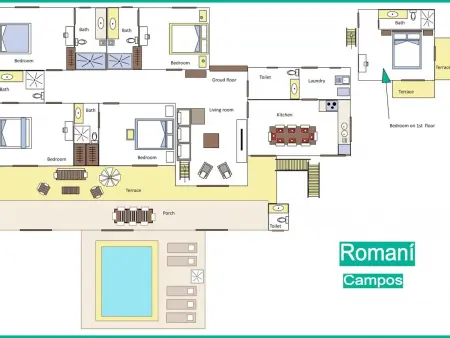 Romani : maison 5 chambres avec piscine à Campos : photo 29