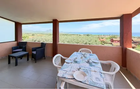 Maison 6 pers. vue mer à Costa Rei, terrasse : photo 1
