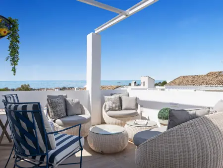 Location gite à Estepona, Maison avec piscine et vue mer - 6 pers.