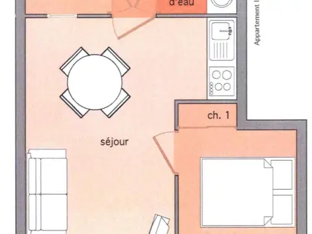 Appartement 32m² vue village, balcon sud-est - 4 pers. : photo 6