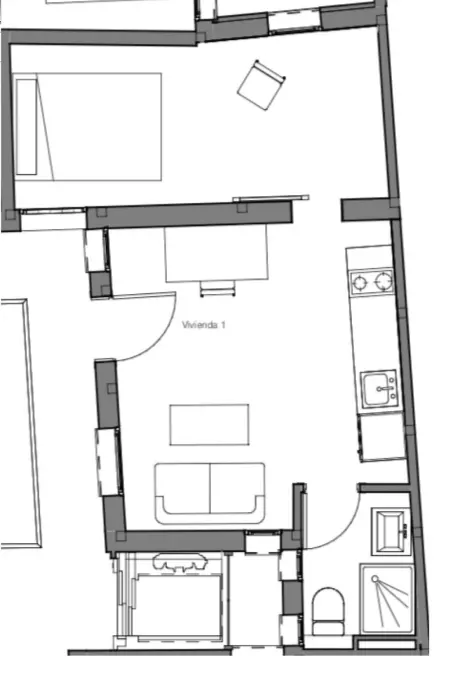 Appartement 2 pièces Madrid - Idéal 4 adultes : photo 6