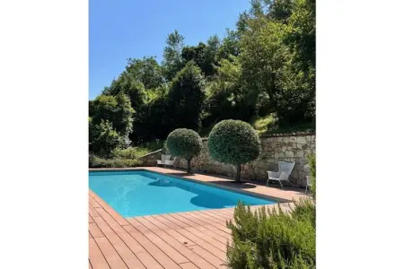 Maison de pierre à Bubbio, terrasse vignobles piémontais : photo 2