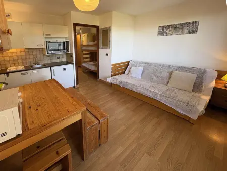 Studio 4 pers. aux Orres, skis aux pieds, vue vallée : photo 4