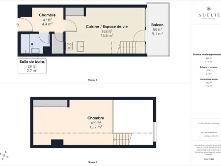 Studio mezzanine 41 m² vue vallée - 50 m des remontées : photo 13