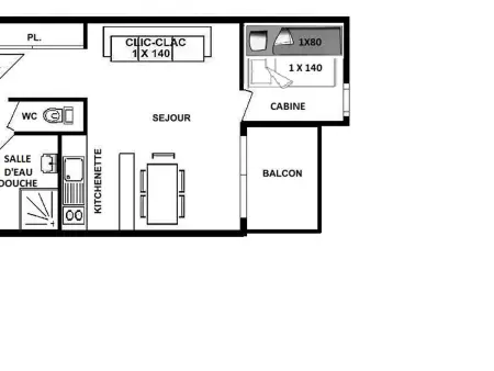 Studio cabine 5 pers aux Saisies, balcon sud : photo 3