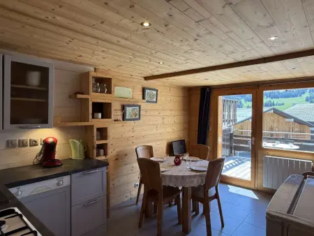 Studio mezzanine rénové, terrasse solarium aux Saisies : photo 6