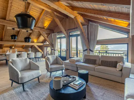 Demi-ferme 14 pers., 5 chambres vue village à Megève