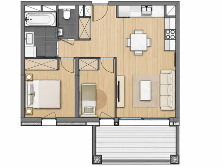 Appartement avec vue montagne - 3 pers., Appartement 3 personnes à Les Deux Alpes : photo 6