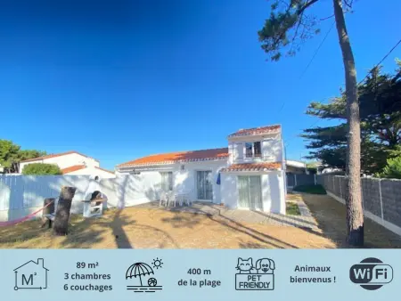 Location maison à Bretignolles sur Mer, Maison rénovée, jardin clos, à 300m de la mer - 6 couchages, WiFi, animaux admis