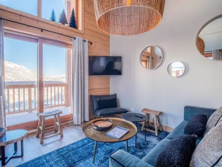 Location chalet à Les Avanchers Valmorel, Superbe chalet duplex 3* avec prestations hôtelières, pied de pistes, parking, wifi