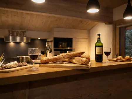 Location chalet à La Tania, Chalet moderne 5* à Courchevel La Tania - 12 pers, jacuzzi, sauna, skis aux pieds, cheminée, cinéma