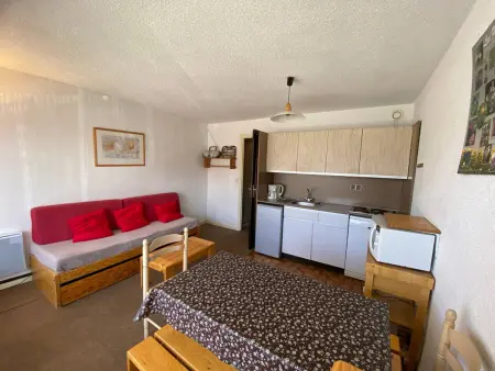 Location appartement à Huez, Studio cosy pour 4 pers, centre Alpe dHuez, proche pistes, animaux OK, terrasse sud