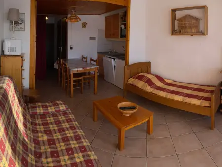 Studio cabine 5 pers. balcon sud, vue pistes aux Saisies