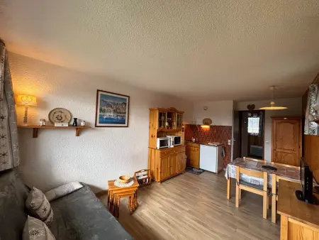 Studio cabine 26 m² aux Saisies, balcon sud vue pistes : photo 5
