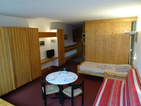 Location appartement à Les Arcs 1600, Studio 3 pers à Arc 1600, balcon exposé sud, skis aux pieds, WiFi