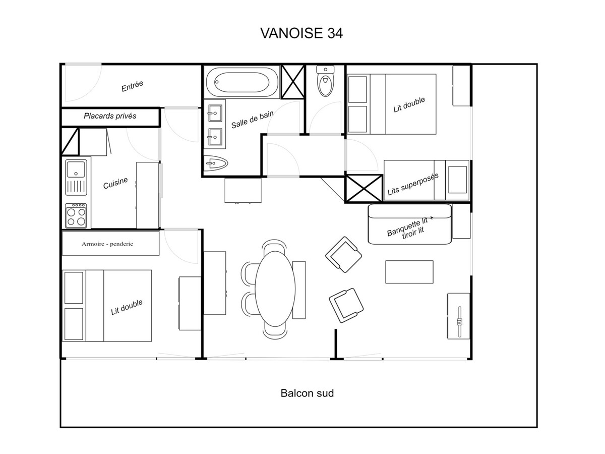 Appartement 3 pièces Méribel - Balcon sud, 6 personnes - Photo 12