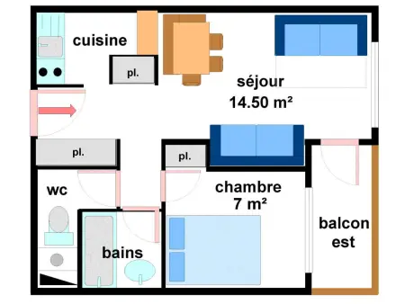Appartement 5 pers. Val Cenis, 33 m², balcon, casier skis : photo 6