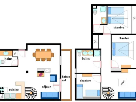 Duplex 10 pers à Lanslebourg, cheminée et balcon montagne : photo 6