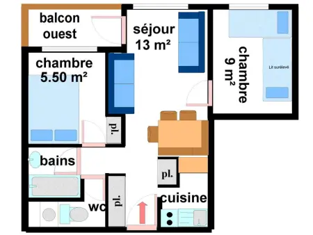 Appart 7 pers avec balcon, Lanslebourg : photo 6