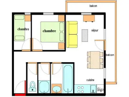 Appartement 6 personnes ski avec balcon à Lanslebourg : photo 5
