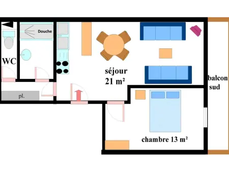 Appartement 45 m² balcon sud, vue montagne - Lanslebourg : photo 6