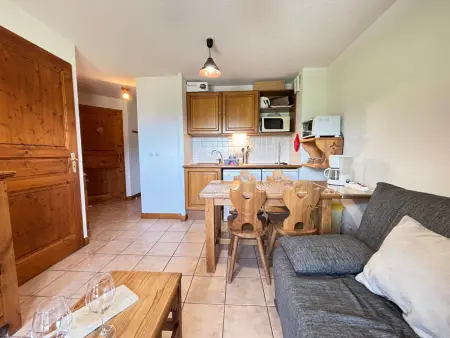 Location appartement à Flumet, Appartement chaleureux au pied des pistes avec parking, pour 4-6 personnes