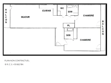Appartement 3 pièces rénové 6 pers, balcon, 2 sdb : photo 13